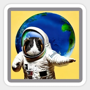 Guinea Pig Astronaut Surfing Earth Sticker